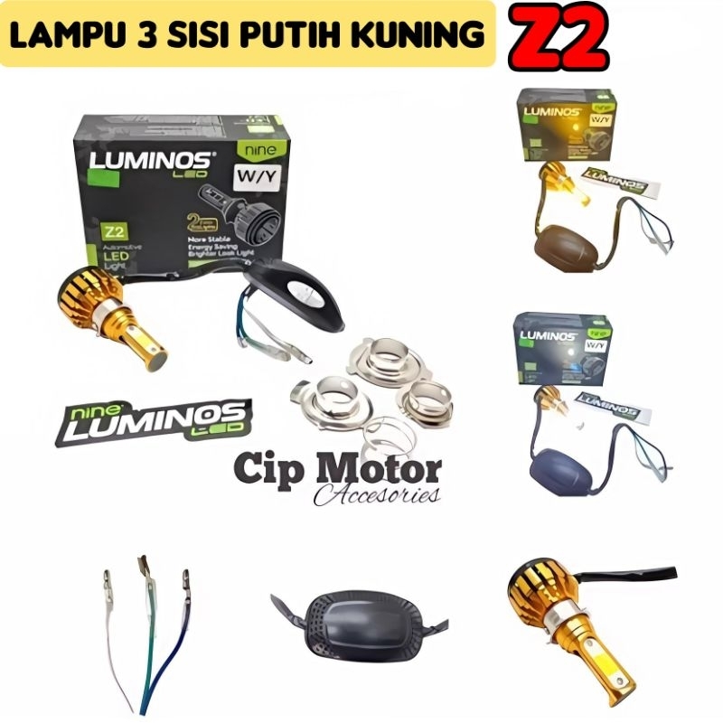 Lampu Led 3 sisi Luminos Z2 putih Kuning 2 warna Universal H6 H4 Bebek matic Vixion CB Verza dLL