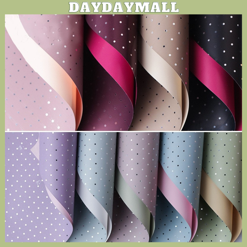 

20 LEMBAR Flower Wrapping Paper Small Polkadot Cellophane Kertas Buket Motif Polkadot Kecil 6031