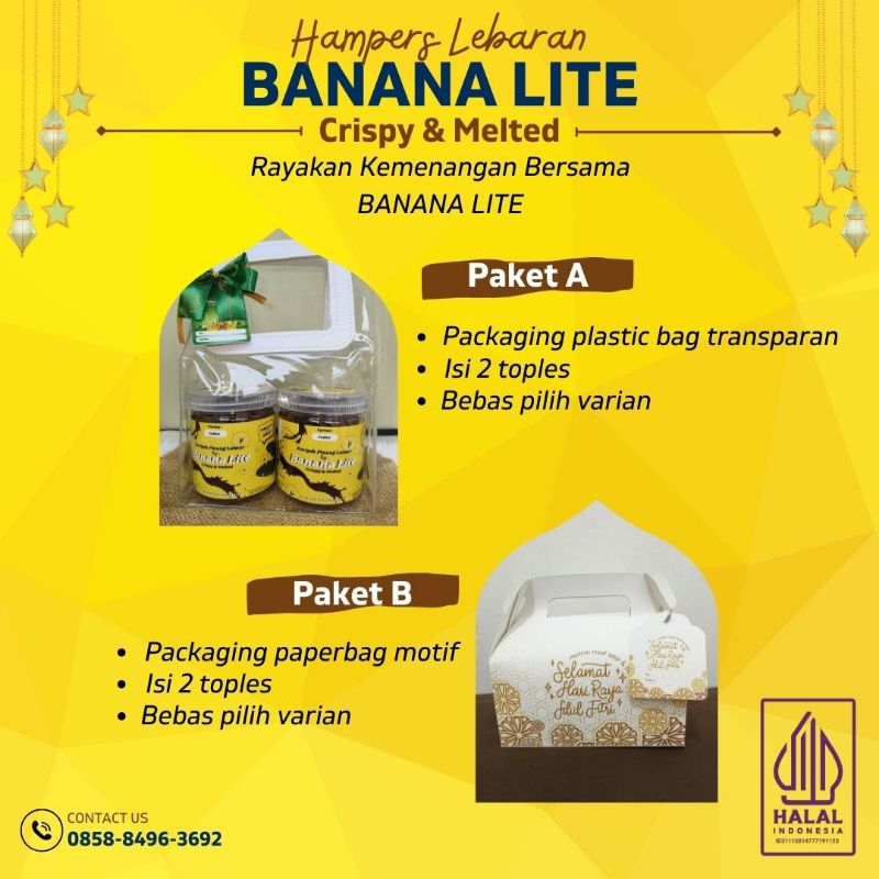 

Hampers Lebaran, Hampers Idul Fitri Banana Lite | Keripik Pisang Lumer | Cemilan Viral Bananachips