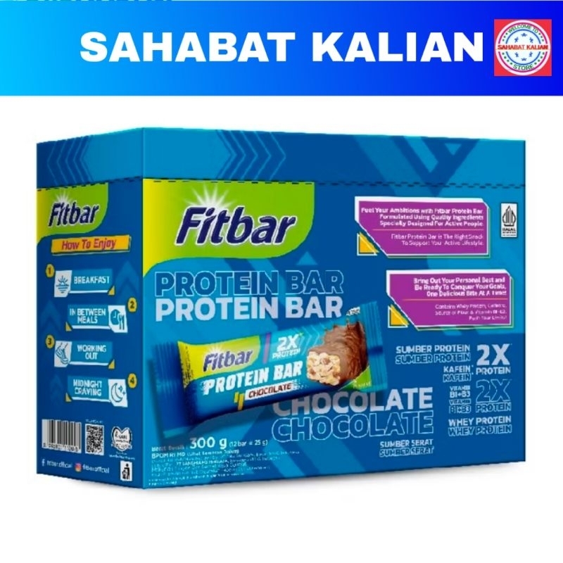 

Fitbar Protein Bar chocolate 25gr Isi 12pcs