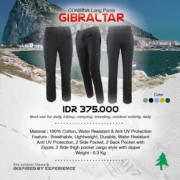 Consina Gibraltar Celana Panjang Pria Gunung Travel Hiking Outdoor Quickdry Cepat Kering