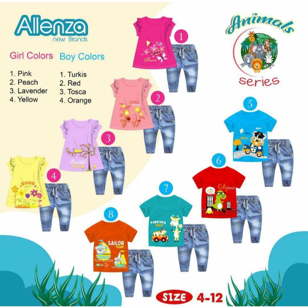 Laisha Kids - Setelan Anak Laki laki Perempuan Usia 6 - 12 Tahun ANIMAL Allenza Baju Anak Perempuan