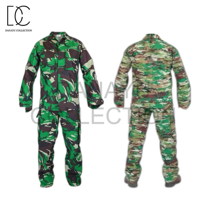 Setelan Baju PDL Loreng Velbet Premium / Set Seragam Panjang Baju Celana Motif Loreng TNI / Seragam 