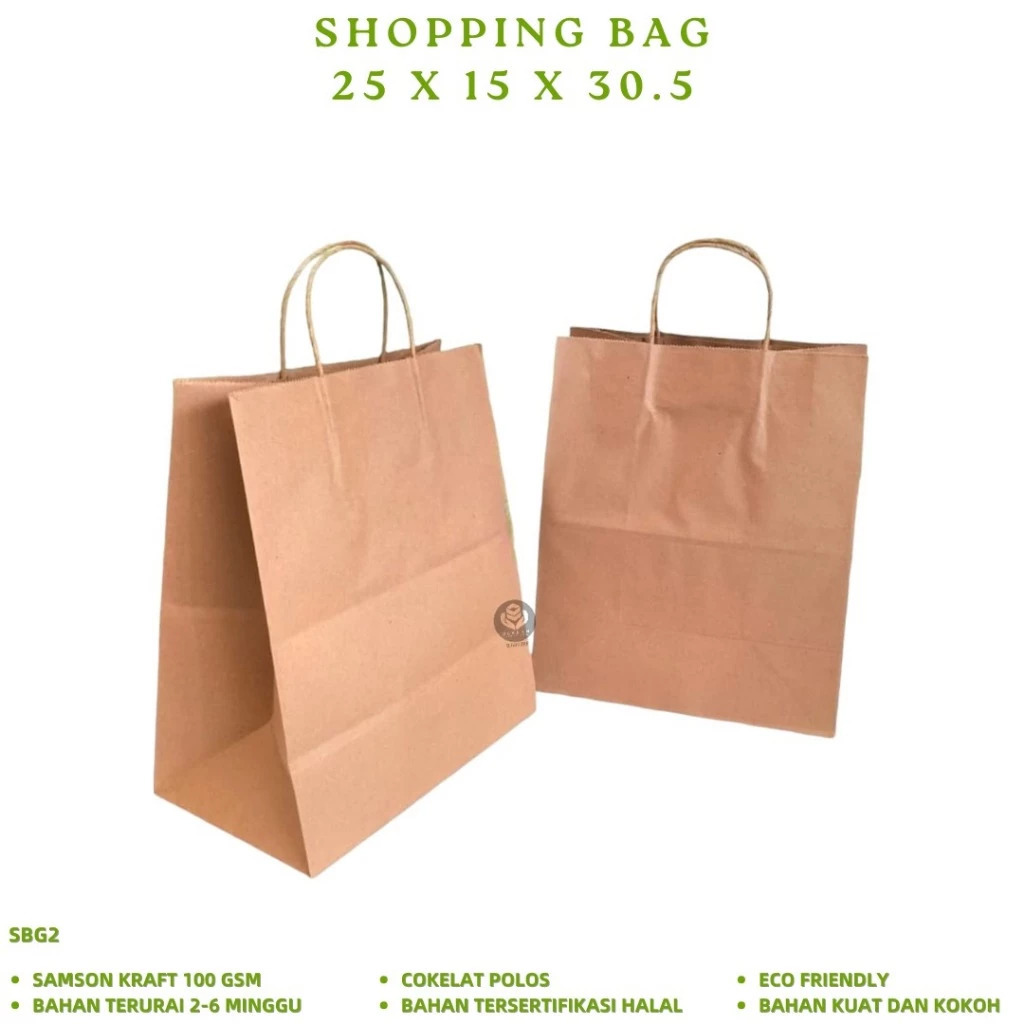 

Paper Bag Uk. 25X15X30.5 Cm Shopping Bag Kraft Polos Satuan (Isi 1 Pcs-SBG2)