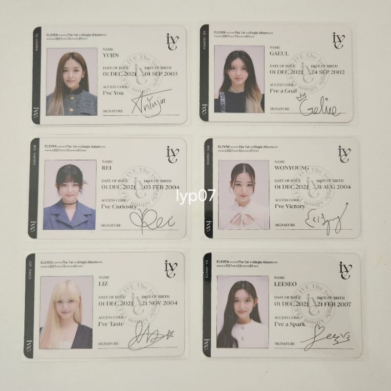 ID Card IVE Set Eleven Album (tidak dijual terpisah)