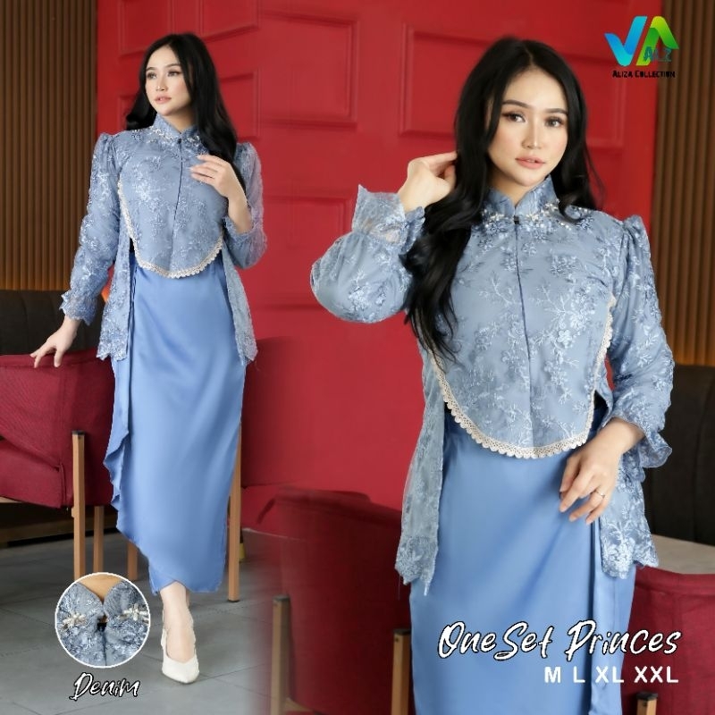 Oneset Setelan Kebaya Renda Princes Moderen Kebaya Wanita Mewah Terbaru Kebaya Tille Premium Motif T