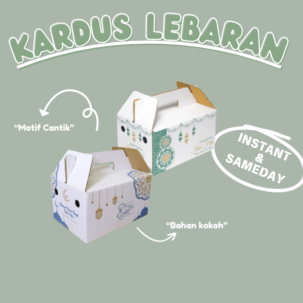 

Kardus Jinjing Parcel Lebaran Gable Box Packaging Hampers Sembako Idul Fitri Uk 27x18x15cm