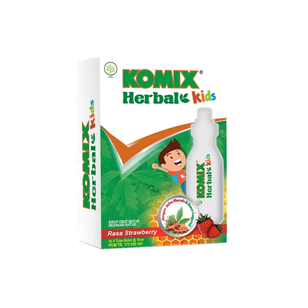 KOMIX HERBAL KIDS STRAWBERRY 10 ML 4 BOTOL - Herbal