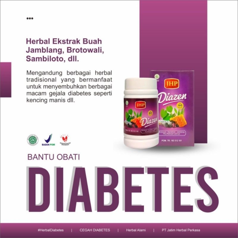 JHP | HERBAL DIABETES | DIAZEN MEMBANTU MENYEIMBANGKAN KADAR GULA DARAH ISI 60 KAPSUL