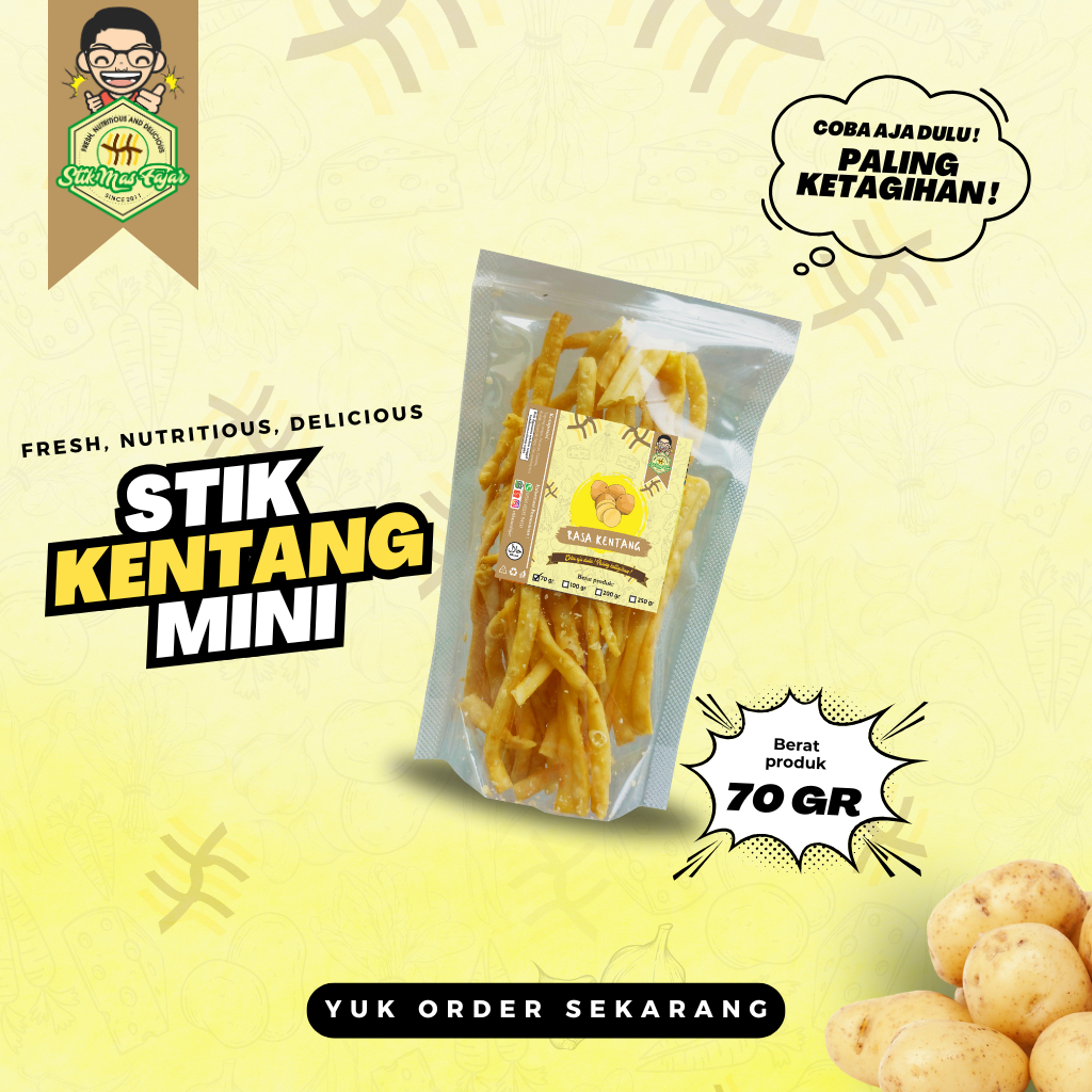 

[PLASTIK - 70 GRAM] STIK KENTANG Mas Fajar Camilan 100% Halal - Coba aja dulu ! Paling ketagihan !