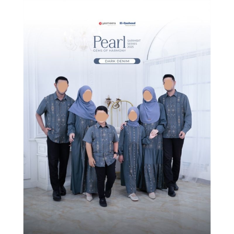 Yasmeera - Pearl | Dark Denim | Sarimbit 2025 Baju Lebaran Keluarga idul Fitri Idul Adha