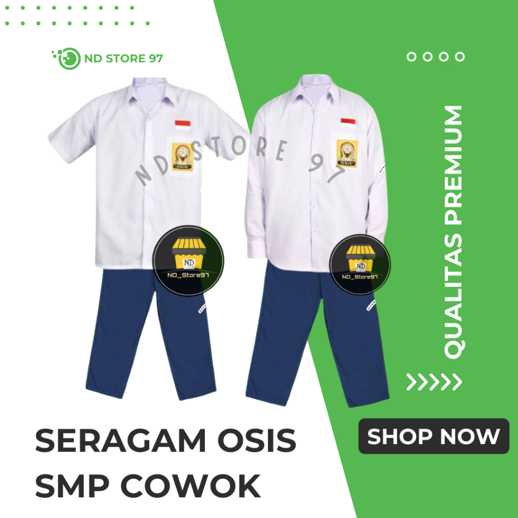 SETELAN SERAGAM OSIS SMP LAKI-LAKI | SERAGAM OSIS SMP PUTIH BIRU PUTRA CELANA ADA KARET PINGGANG