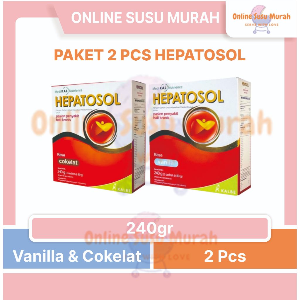 

HEPATOSOL VANILA COKLAT PAKET 2 KOTAK 240 GR NUTRISI KESEHATAN HATI 240GR SSKD