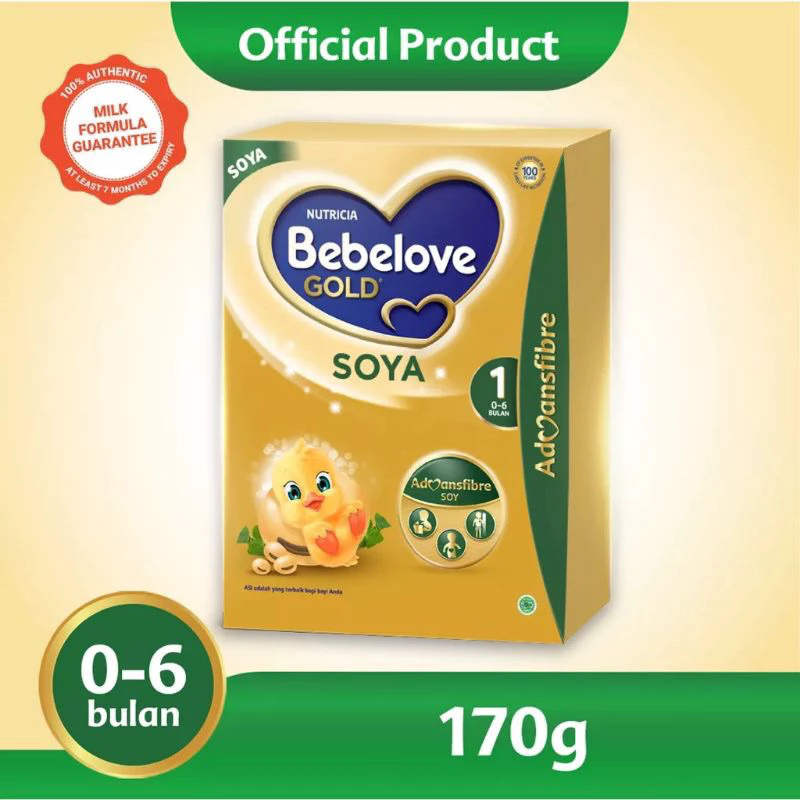 

BEBELOVE GOLD SOYA Tahap 1 Usia 0-6 Bulan | Susu Bayi Formula Bubuk 170 gr