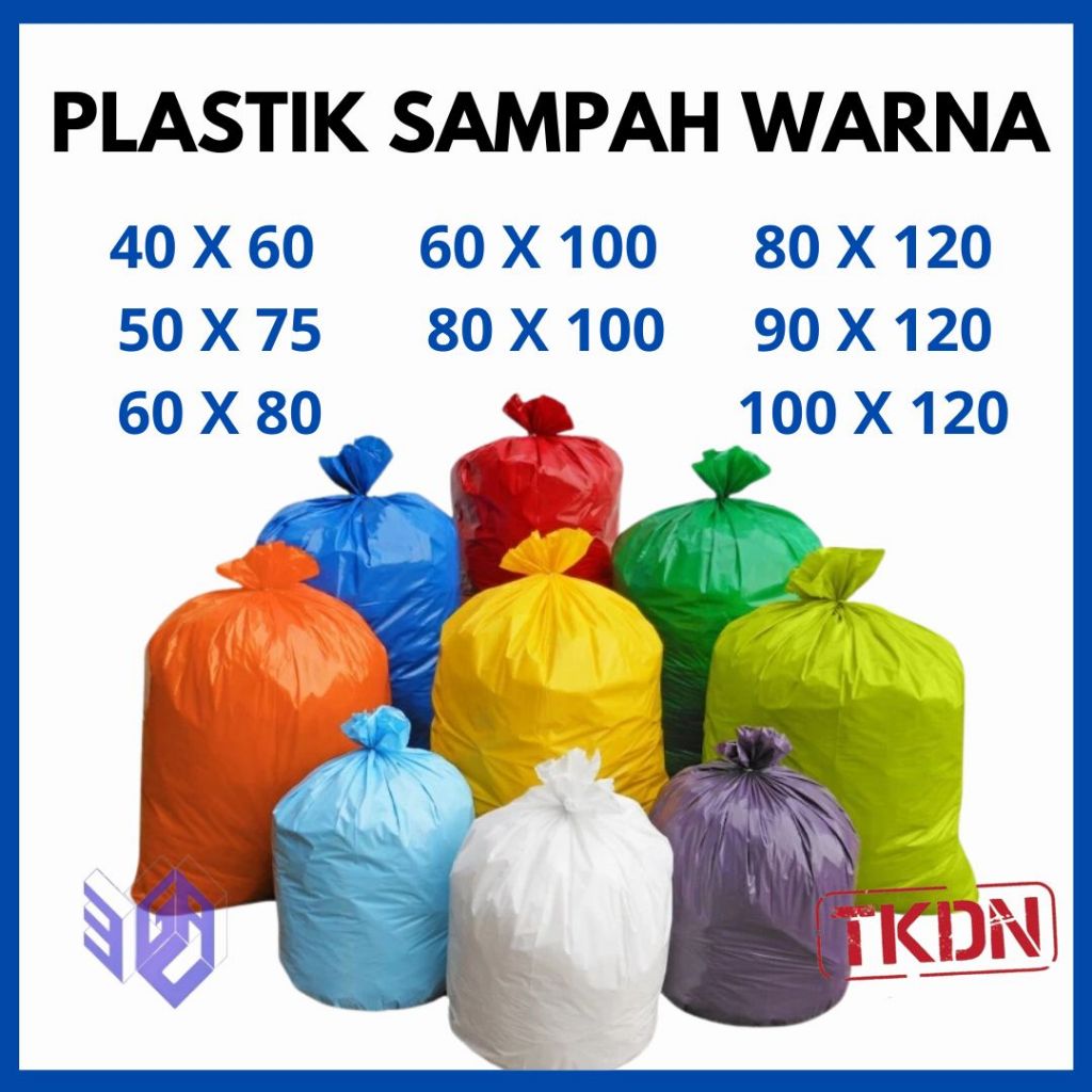 Kantong Plastik Sampah Warna Ukuran 40X60 50X75 60X80 60X100 80X100 80X120 90X120 100X120 Trashbag