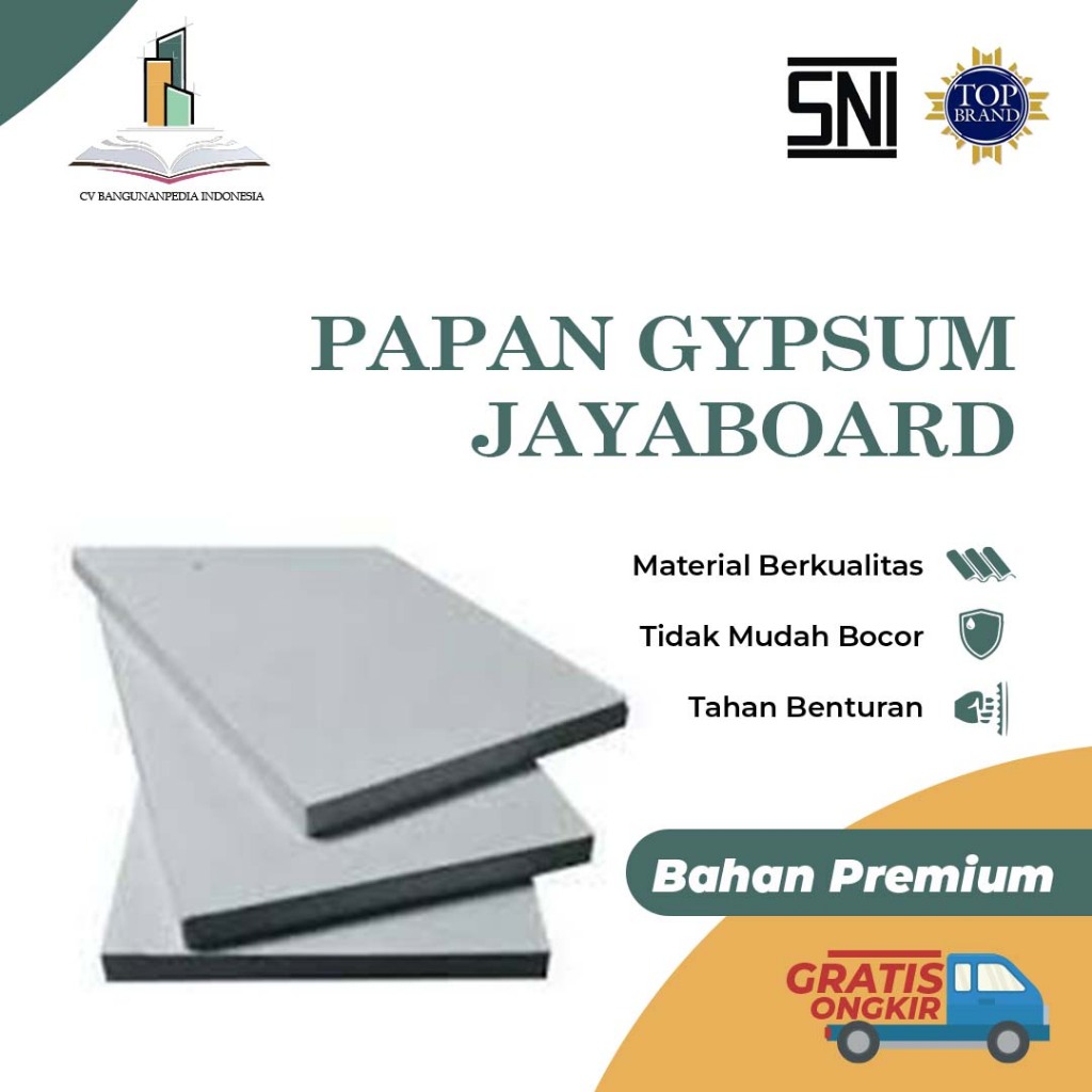 PAPAN GYPSUM JAYABOARD/INDOBOARD/KNAUF/YOSHINO/STAR 9MM MURAH DI MEDAN