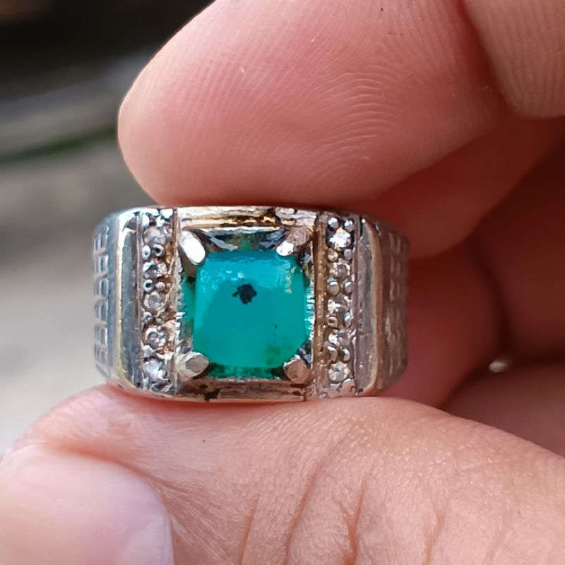 bacan Doko kristal kotak ring perak