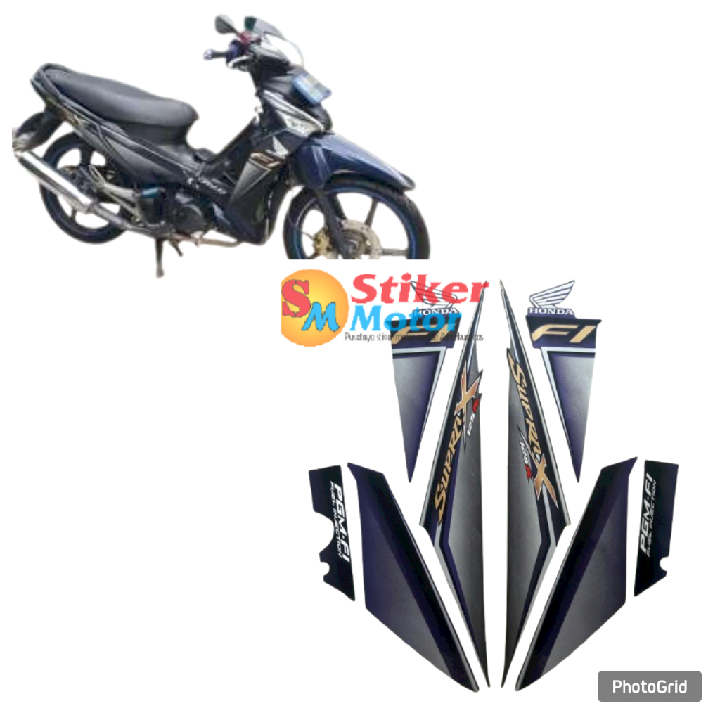 sticker striping body motor honda supra x 125 fi 2009 abu-biru