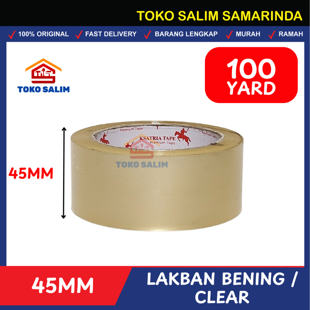 

Lakban Bening Premium 45micron size - 45mm x 100 yard KSATRIA TAPE