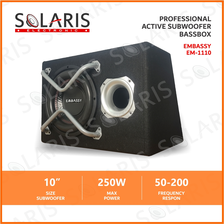 SUBWOOFER AKTIF 10 INCH BASSBOX EMBASSY EM-1110 ORIGINAL