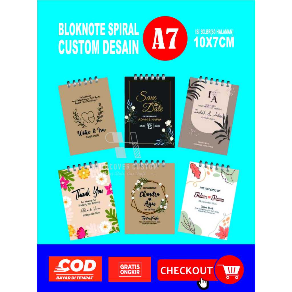 

NOTEBOOK SPIRAL NOTEPAD BUKU CATATAN SOUVENIR WEDDING RING ATAS A7 MURAH FREE PLASTIK