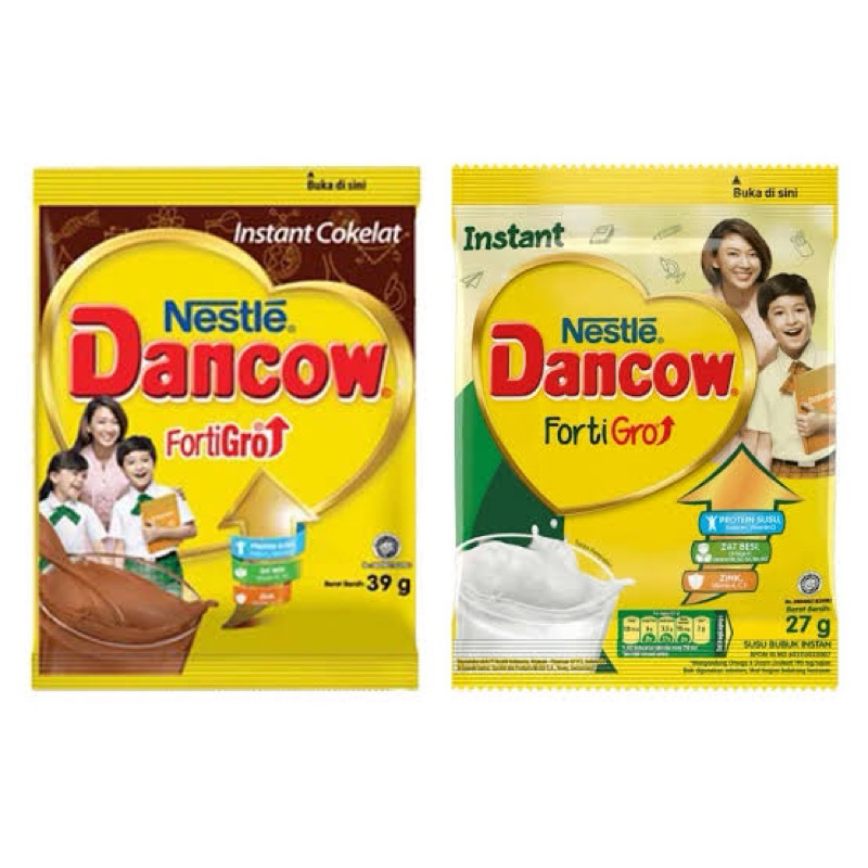 

DANCOW Fortigro Susu Putih & Coklat Sachet 1 renceng isi 10 pcs @ 27gr