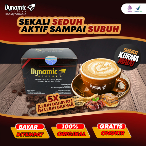 

DYNAMIC COFFEE 1 BOX ISI 10 SACHET / KOPI KURMA & MADU ORIGINAL 100%