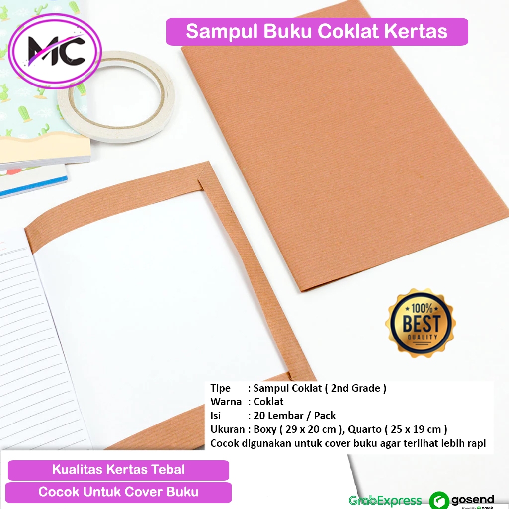 Sampul Buku Tulis Coklat Cover Buku Sekolah Warna Cokelat Polos  29 x 20 cm 1 Pack Isi 20 Lembar Teb