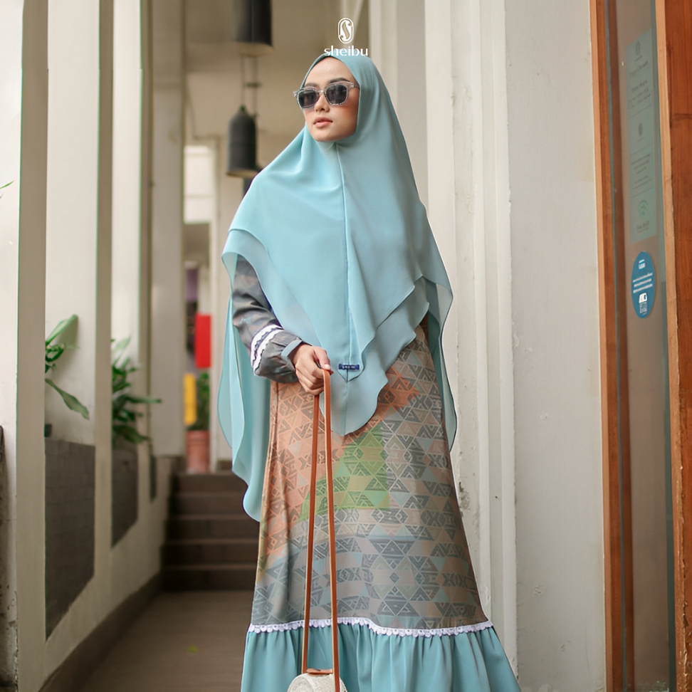 Sheibu Cassia Gamis Dress Muslim Kondangan Bahan Crepe Nyaman Adem Tidak Menerawang