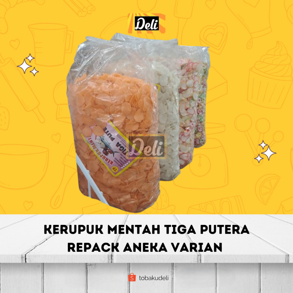 

Kerupuk Mentah Tiga Putera Repack Aneka Varian (500gr, 1kg)