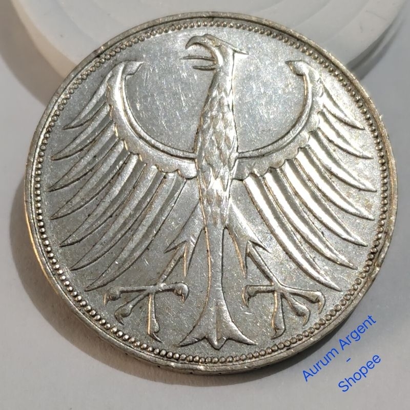 AB.99-- 1 PC KOIN PERAK KUNO ASLI 5 MARK TH 1968D. -- SILVER COIN --