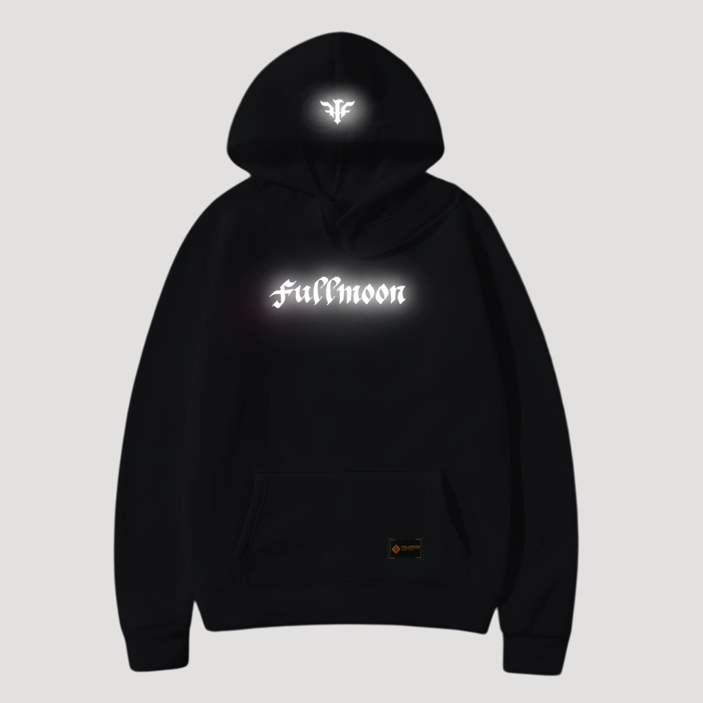 FULLMOON HOODIE JUMPER MENYALA REFLECTIVE FLEECE TEBAL 280GSM UNISEX PRIA DAN WANITA