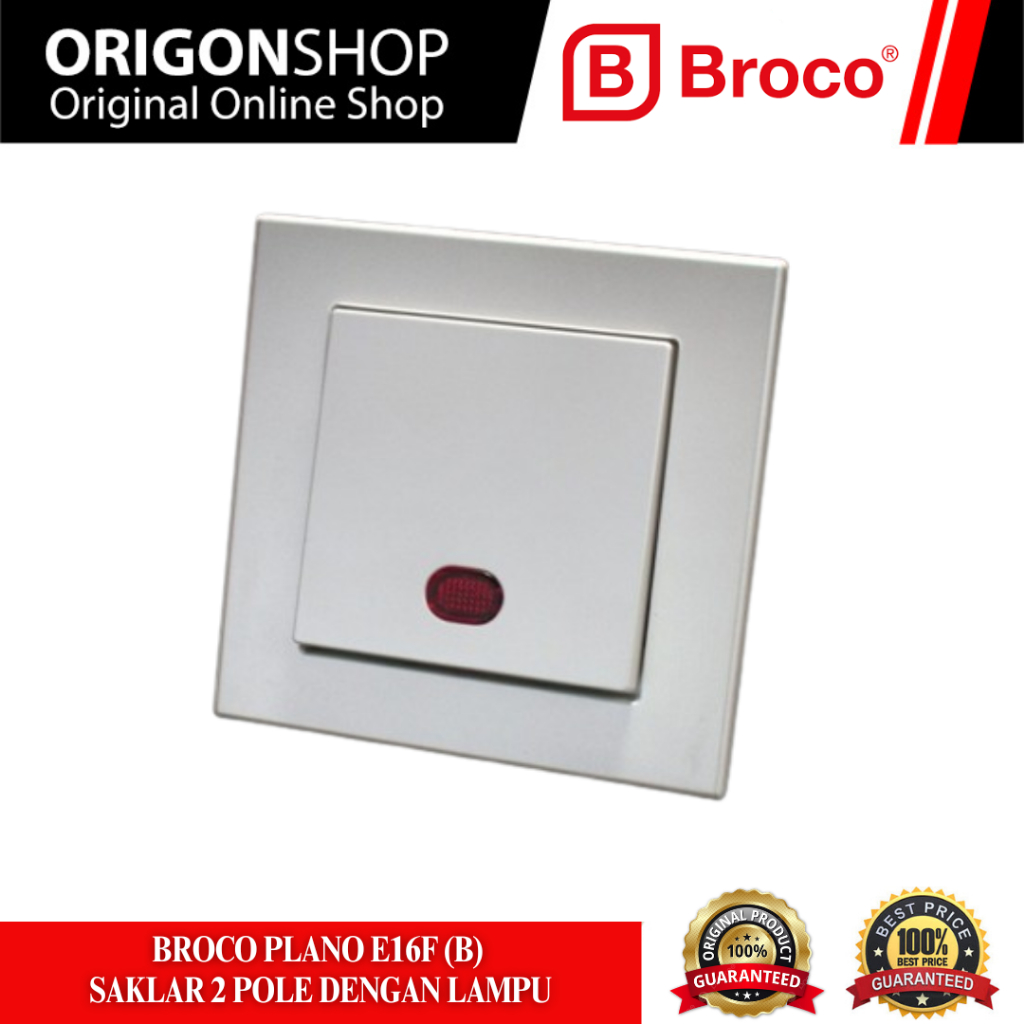BROCO Plano E16F Saklar 2 Pole Dengan Lampu