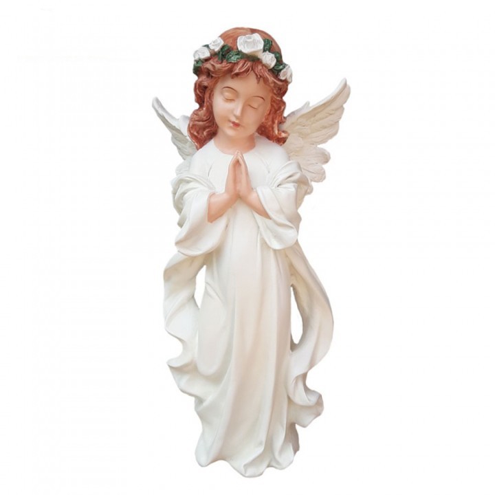 Yeraya Patung Malaikat Patung Pajangan Malaikat Berdiri Tangan Berdoa Putih Patung Pajangan Malaikat