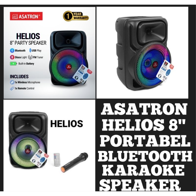 speaker karaoke  portabel asatron 8" helios , speaker sistem bluetooth karaoke