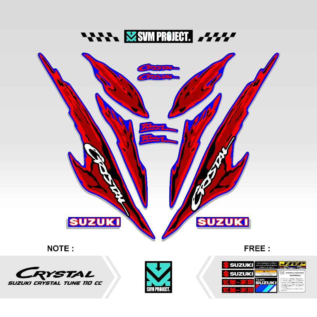STRIPING SUZUKI CRYSTAL TUNE MOTIF X46 STICKER CRYSTAL TUNE CUSTOM STIKER LIS BODY MOTOR CRYSTAL ORI