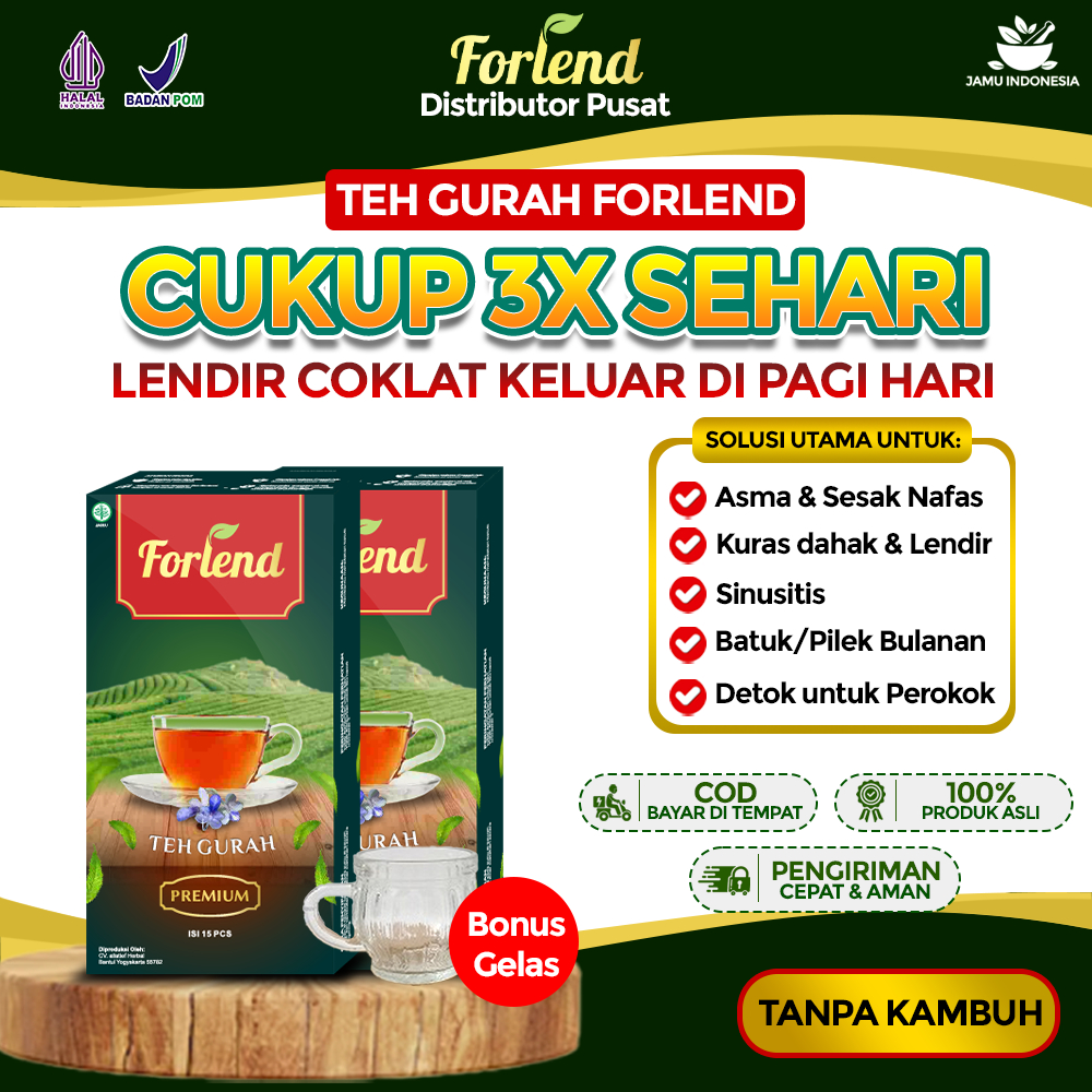 

100% ASLI FORLEND TEH GURAH HERBAL ANTI DAHAK & LENDIR untuk ASMA, Sinus Batuk Pilek BPOM ORI HALAL