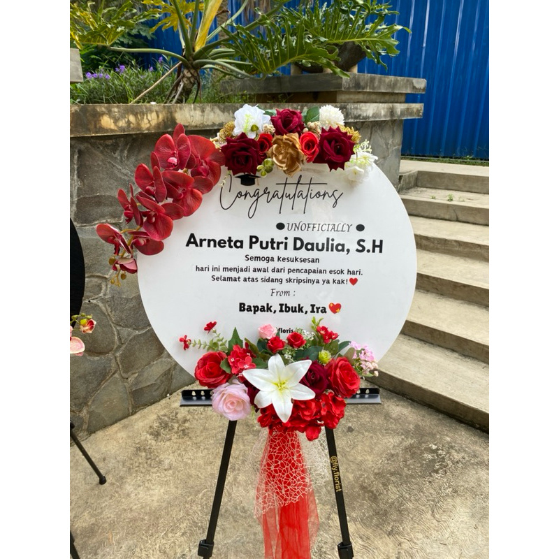 Akrilik + bunga + free tulisan ucapan