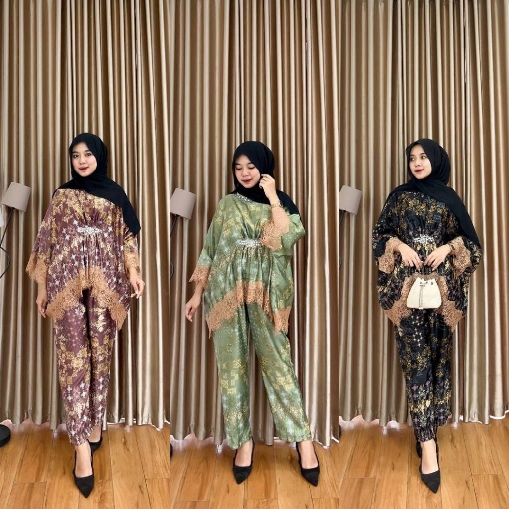 RESTOK DIZA SET KAFTAN - SETELAN CELANA KAFTAN SILKY VISCOSE PAYET MEWAH OUTFIT KONDANGAN TERBARU