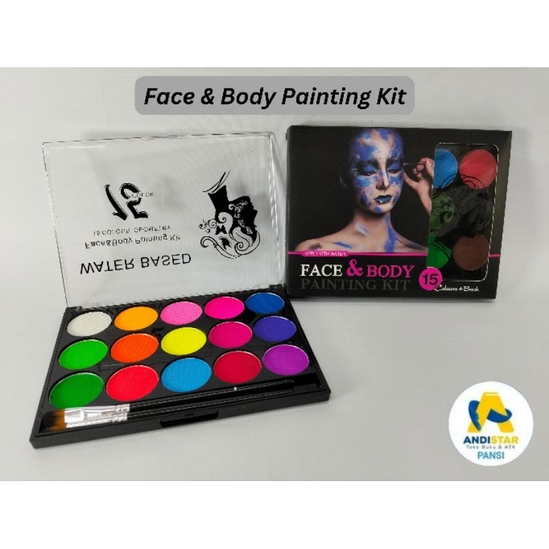 

15 Warna Face and Body Painting/Cat Wajah/Cat Badan plus Kuas 30015-1