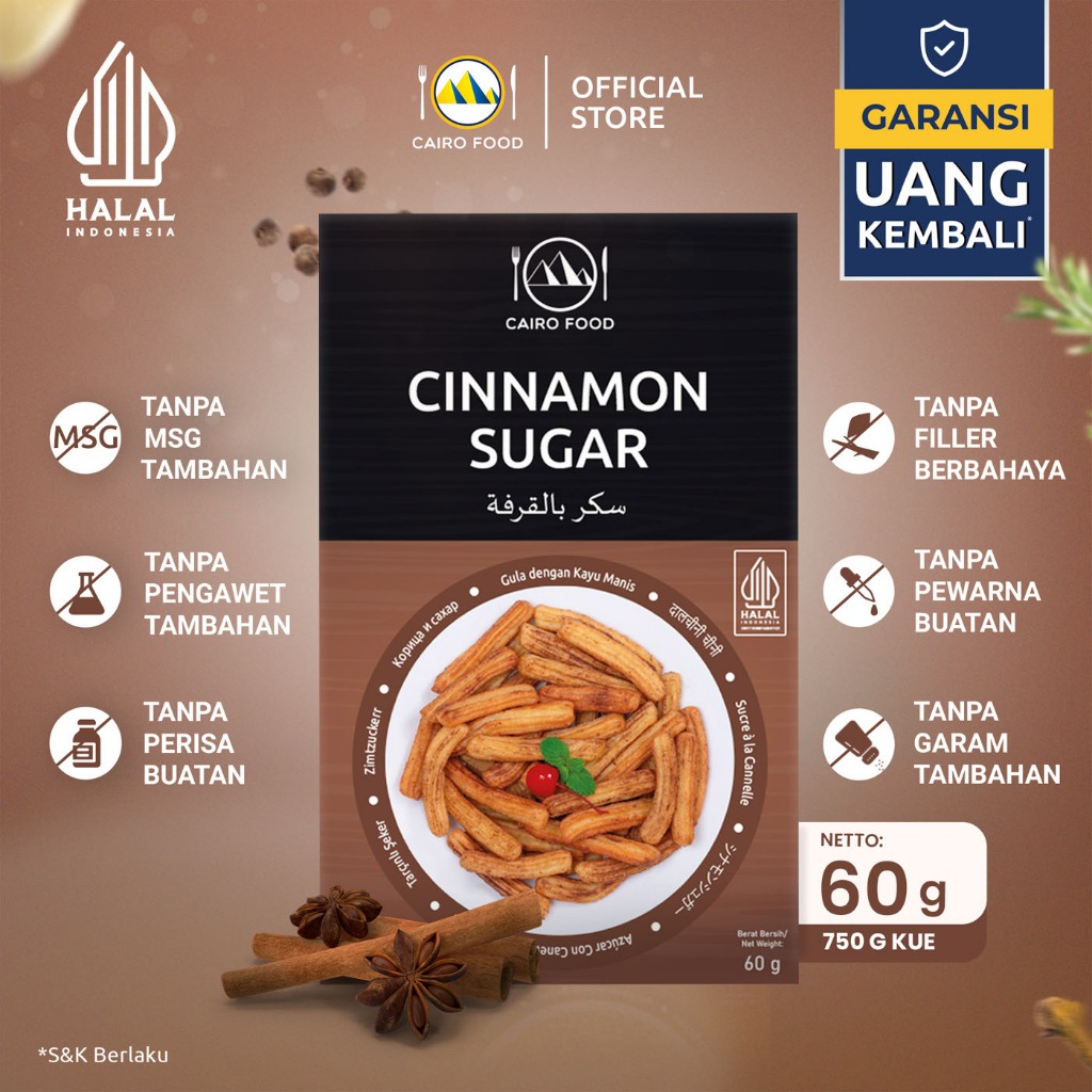 

Bumbu Cinnamon Sugar Sehat – Tanpa MSG, 100% Rempah Murni | Cairo Food