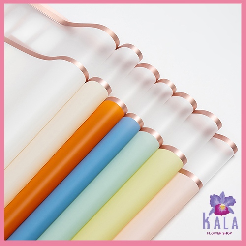 

20 Lembar Flower Wrapping Double List Transparent Gold Frame Cellophane Waterproof Paper Kertas Buket Bunga KB6132