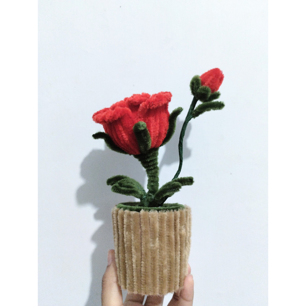 Mawar | Pot kawat bulu bunga mawar | Hiasan bunga | bunga mawar | Hiasan meja | Rose | bunga handmad