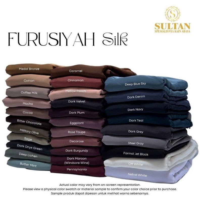 KODE A32D Kain Abaya Sultan Fursan Silk  FURUSIYAH SILK Warna Lengkap