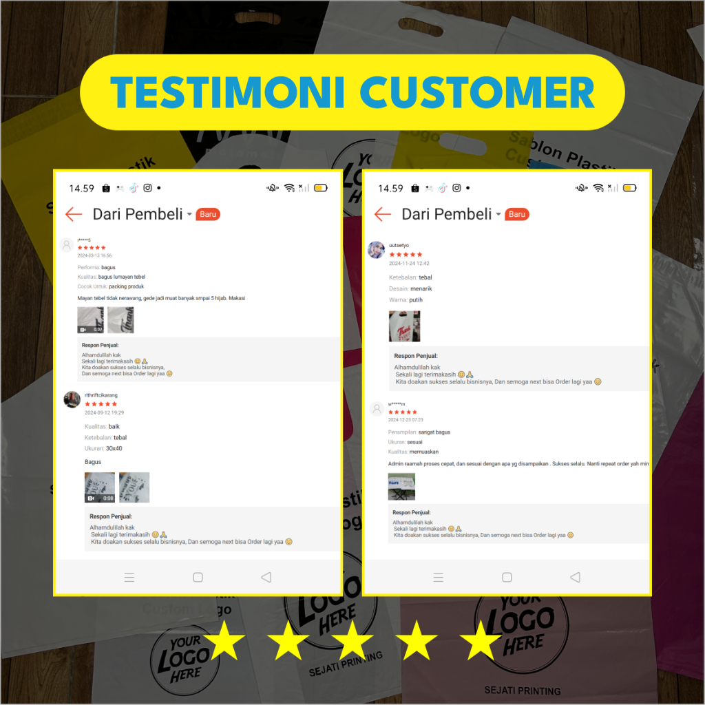 

(Isi 50Pcs Size 20 x 30) Kantong Plastik Motif Thank You Kantong Plastik Skincare Plastik Hijab