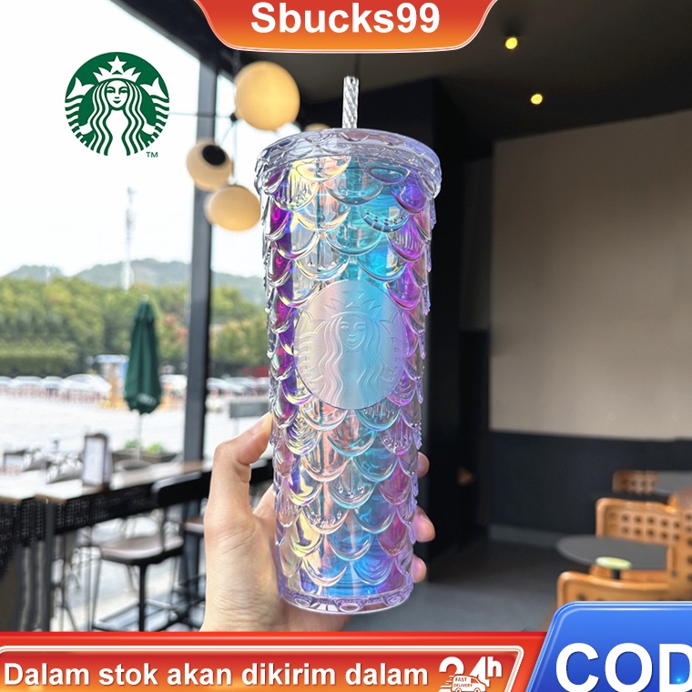 Modern 71ml Starbucks Tumbler Fish Scale Straw Cups Starbucks Mermaid PinkPurple Cold Cup Tumbler St
