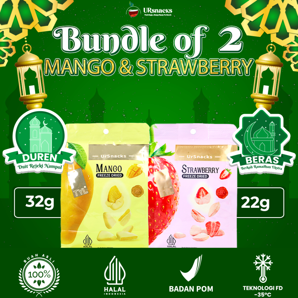 

[LIVE] URSNACKS Bundle Of 2 - Freeze Dried Keripik Sehat Strawberry + Mangga HALAL BPOM