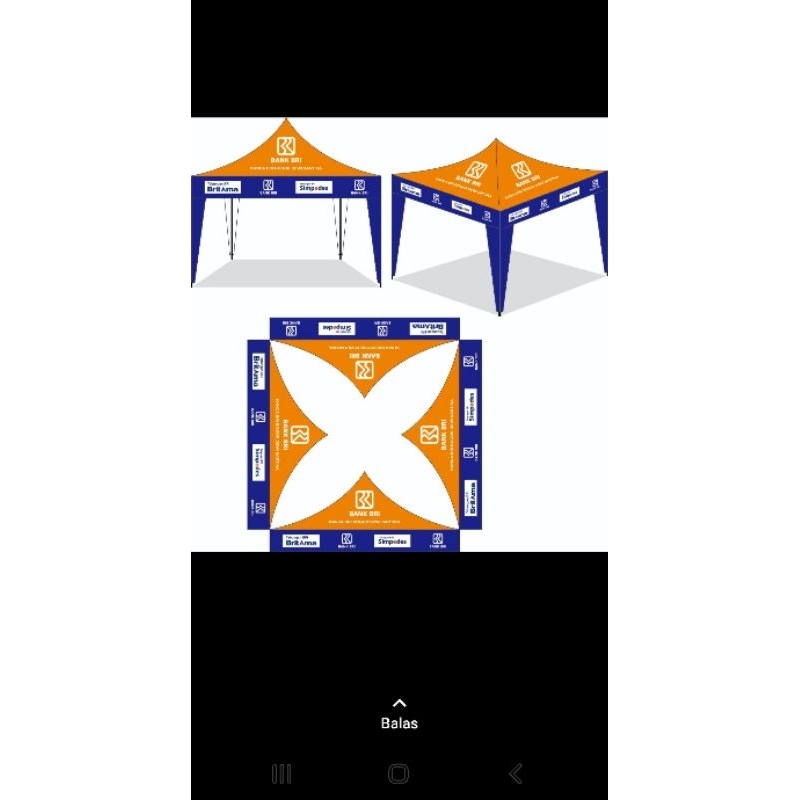 Tenda kerucut 3x3 atap printingan bisa custom