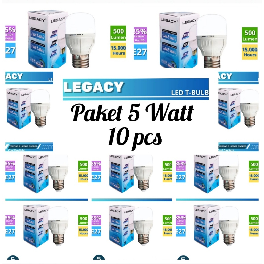 Paket Lampu Led 5 Watt ( 10 Pcs ) Hemat Energi Legacy