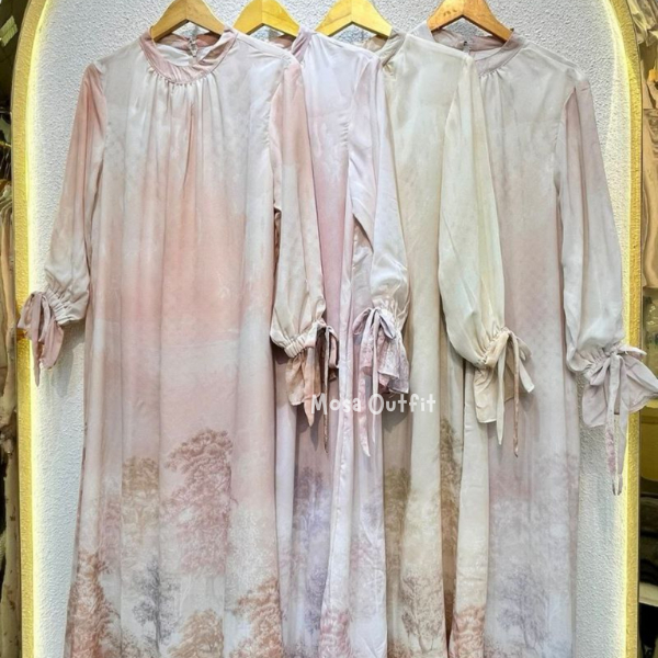 Halifa Prisket Maxi Dress Ceruti Premium / Dress Kaftan Etnik Reyna / Kaftan Lebaran